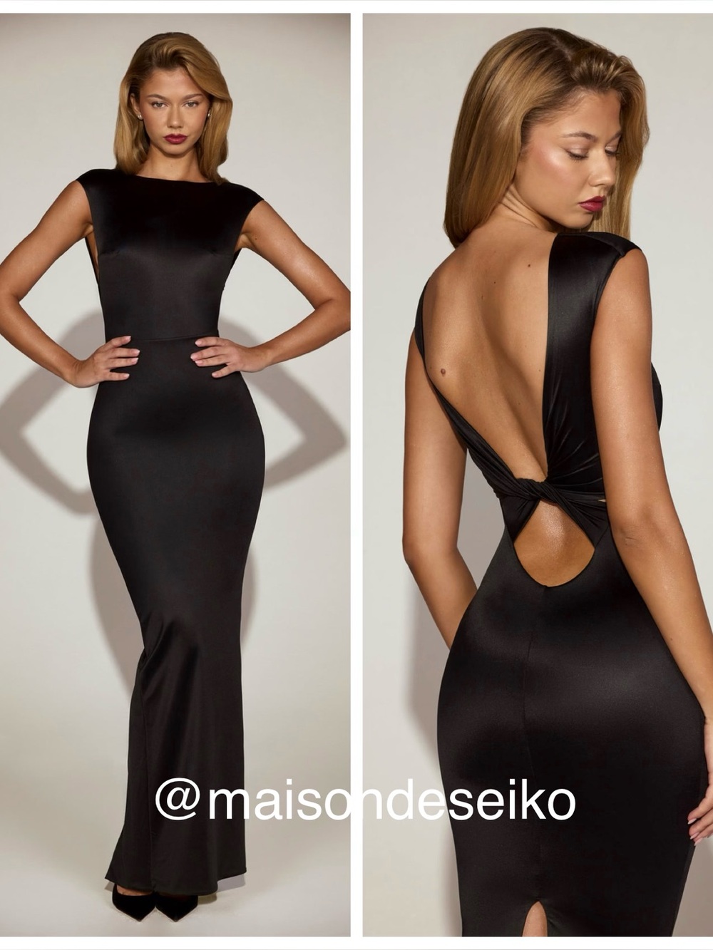 NEW Oh Polly Maxi Dress Black Hivera Jersey Open Cutout Wedding Guest size M